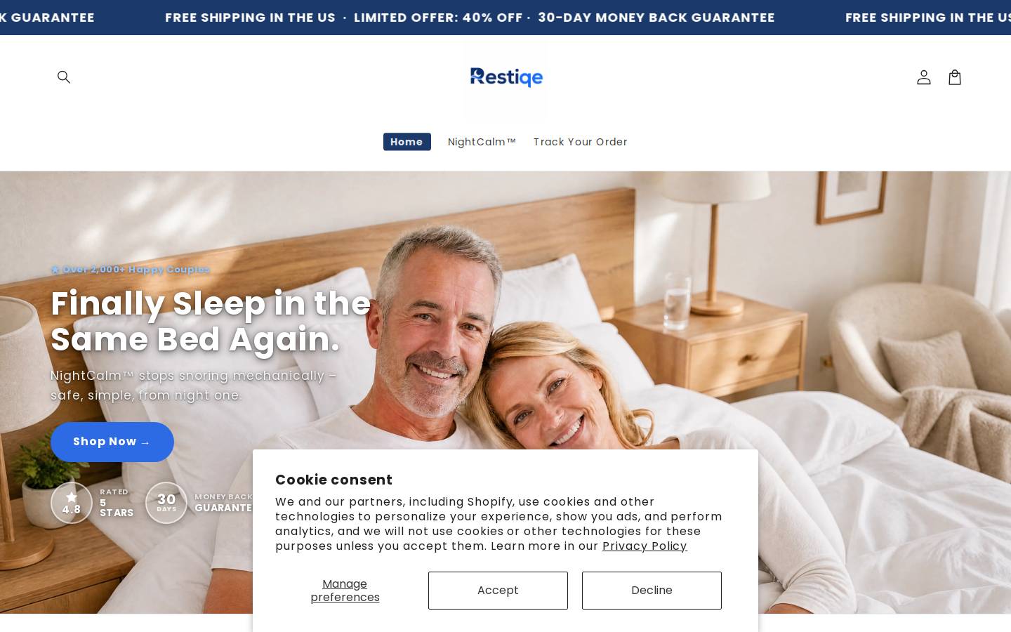 restiqe.com homepage screenshot