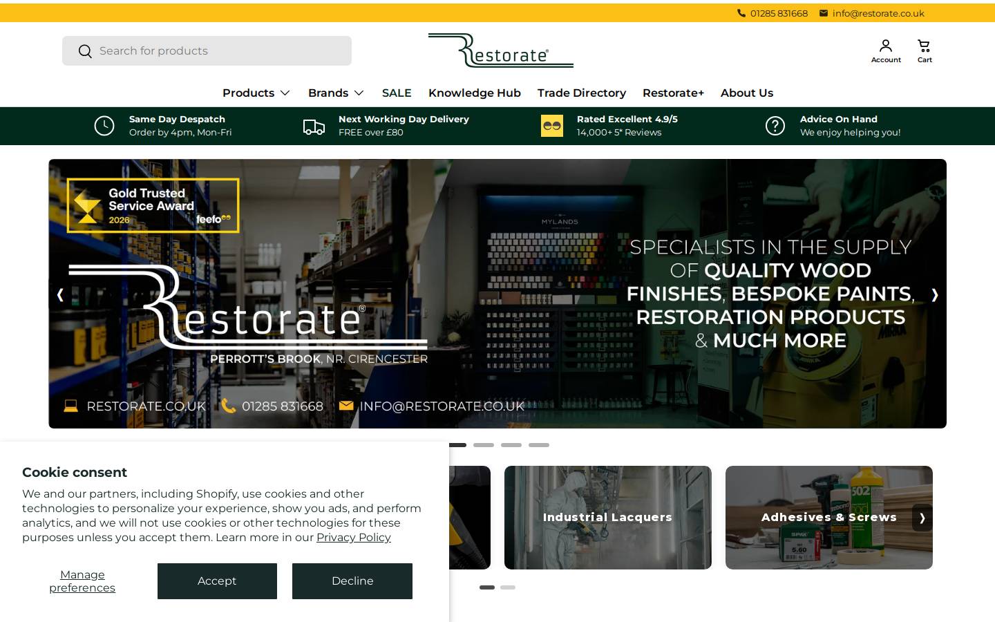 Restorate homepage screenshot