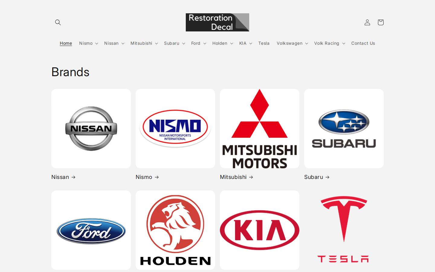 restorationdecal.com homepage screenshot
