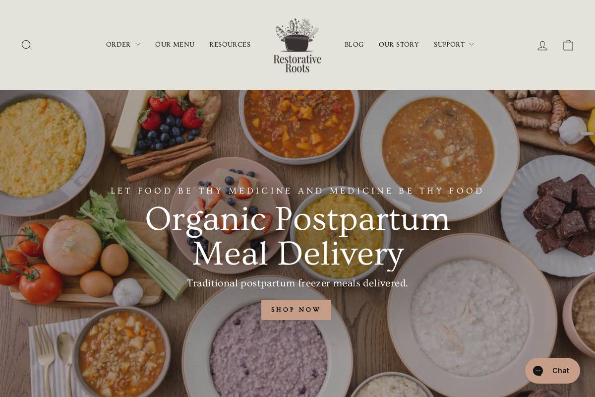 restorativeroots.com homepage screenshot