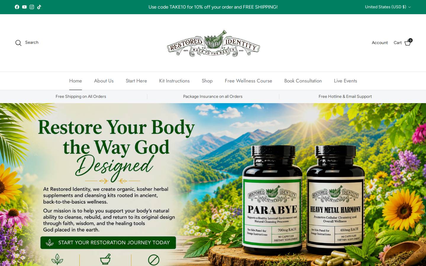 restored-identity.com homepage screenshot