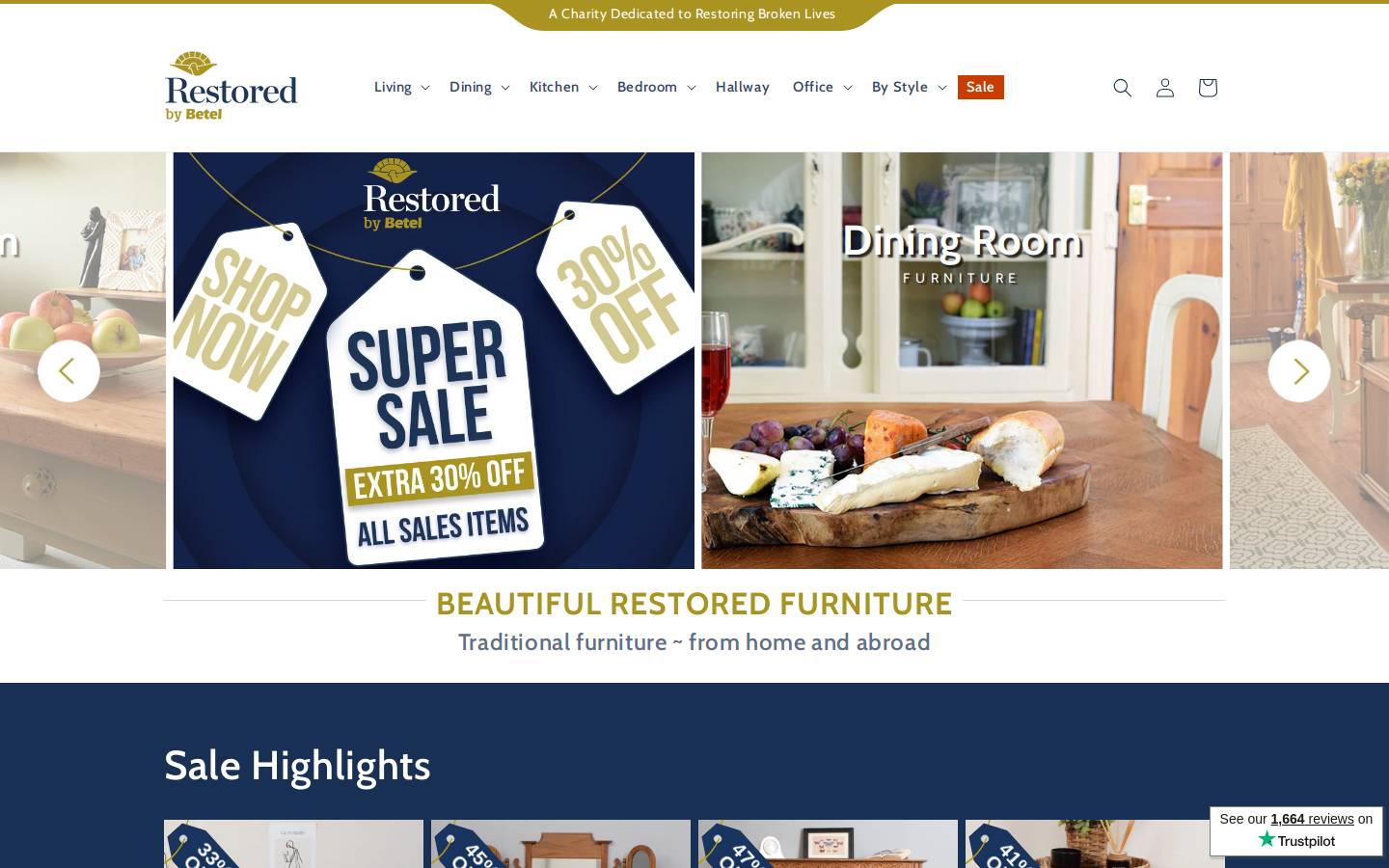 Restored Furniture homepage screenshot