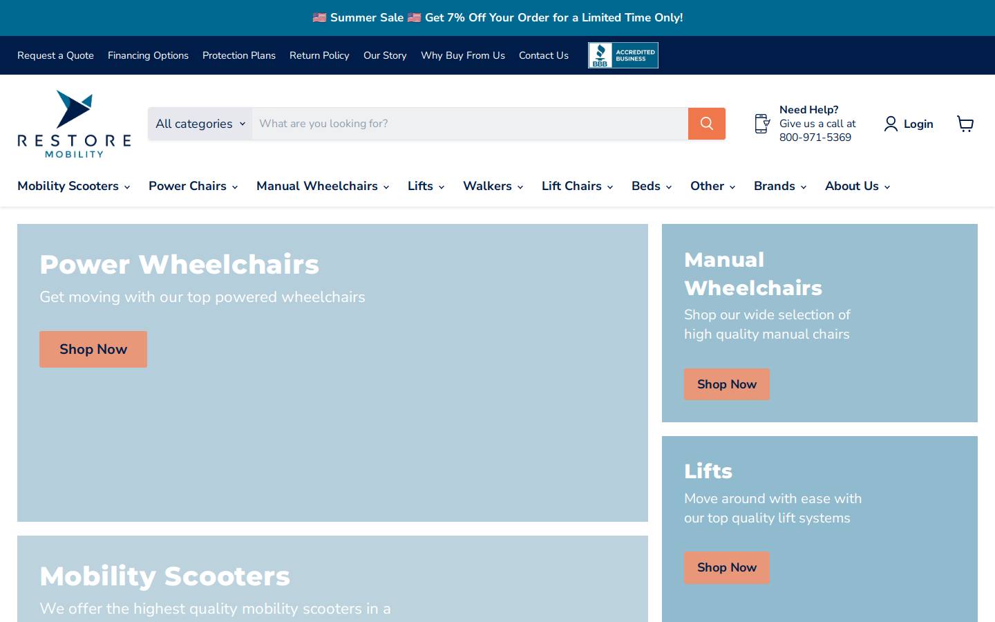 restoremobility.com homepage screenshot