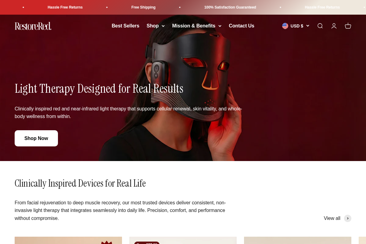 Restore Red homepage screenshot