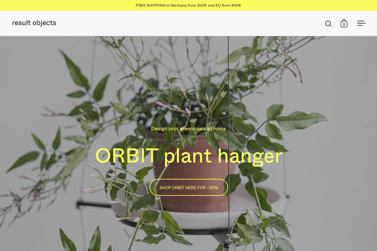 Result Objects homepage screenshot