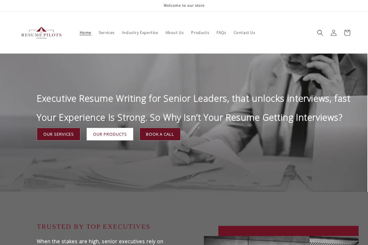 Resume Pilots homepage screenshot