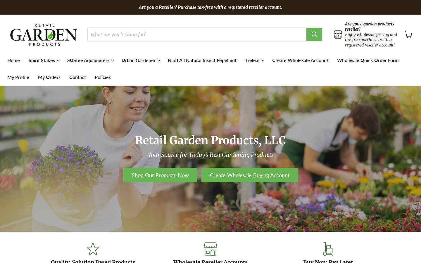 retailgardenproducts.com homepage screenshot