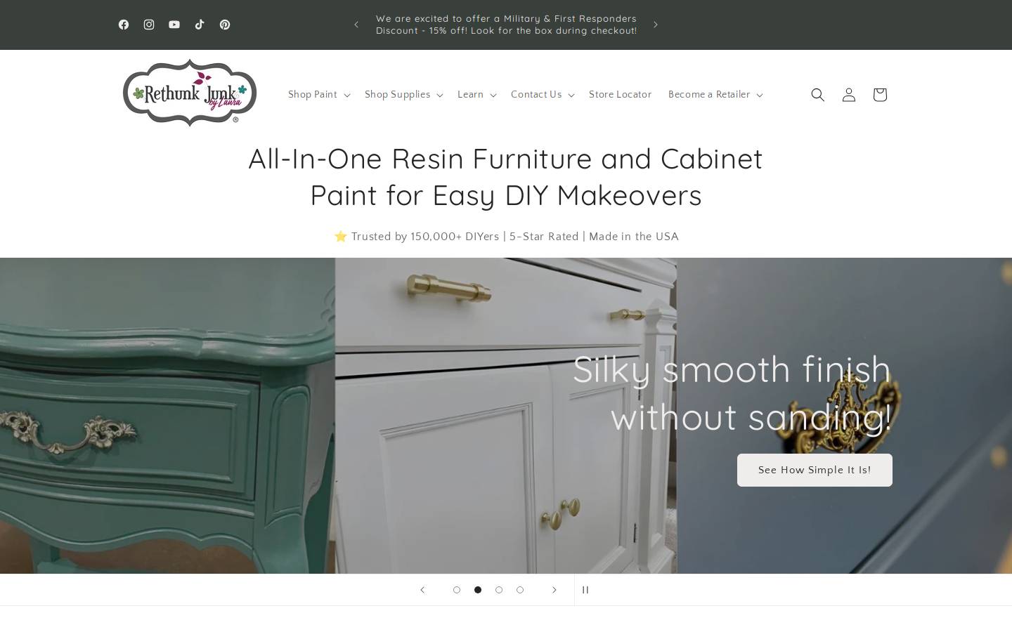 rethunkjunkbylaura.com homepage screenshot
