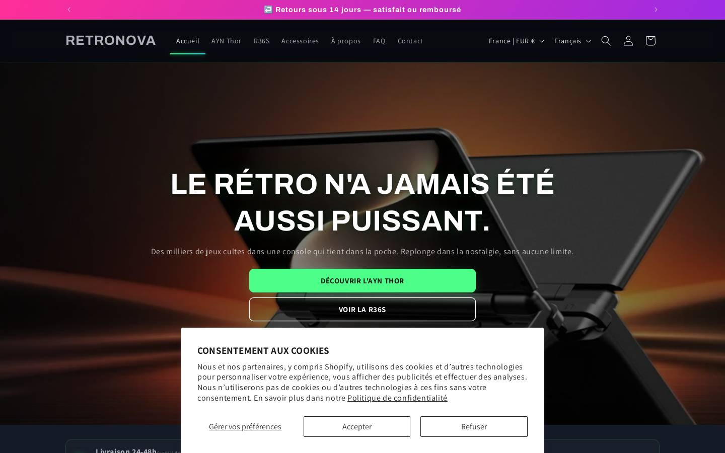 retro-nova.fr homepage screenshot