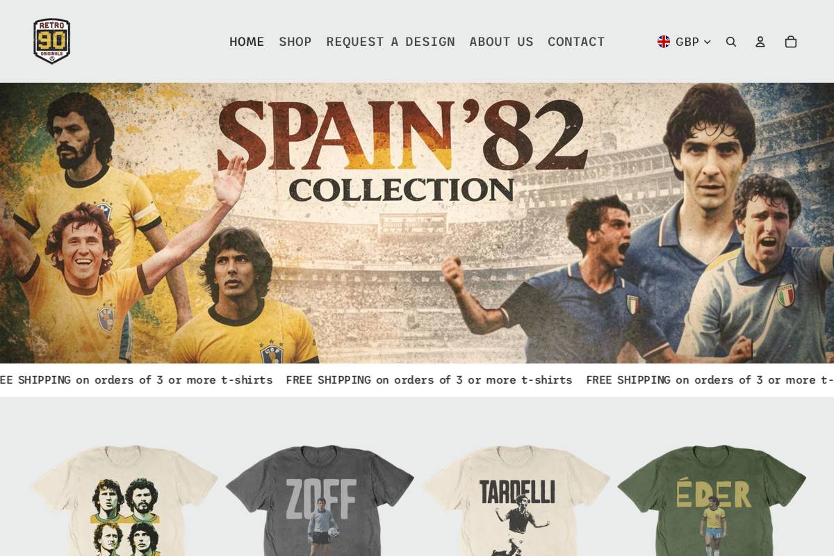 retro90originals.com homepage screenshot