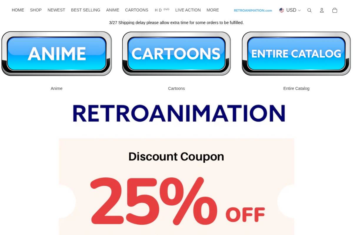 retroanimation.com homepage screenshot