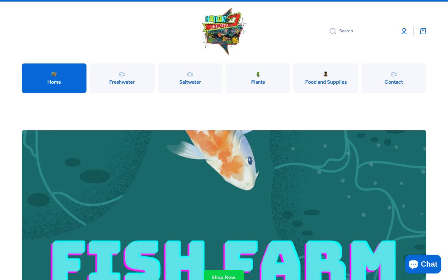 retroaquatics.com homepage screenshot