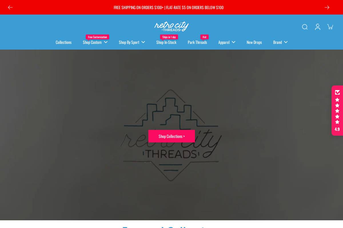 retrocitythreads.com homepage screenshot