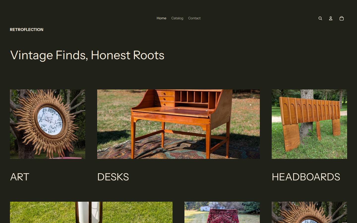 retroflectionvintageshop.com homepage screenshot