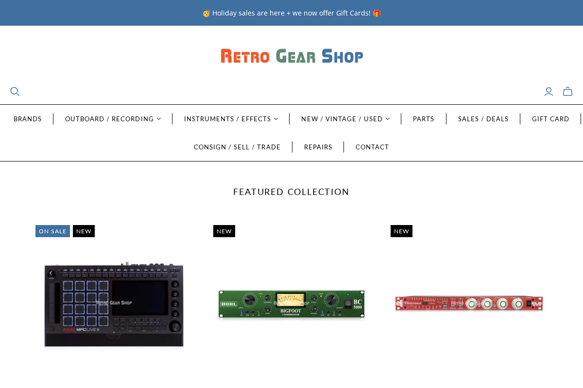 Retro Gear Shop homepage screenshot