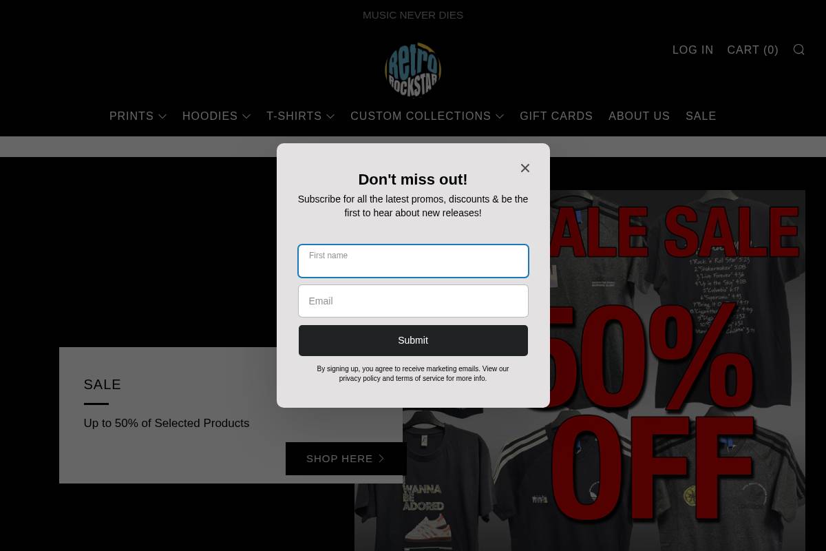 Retrorockstar homepage screenshot