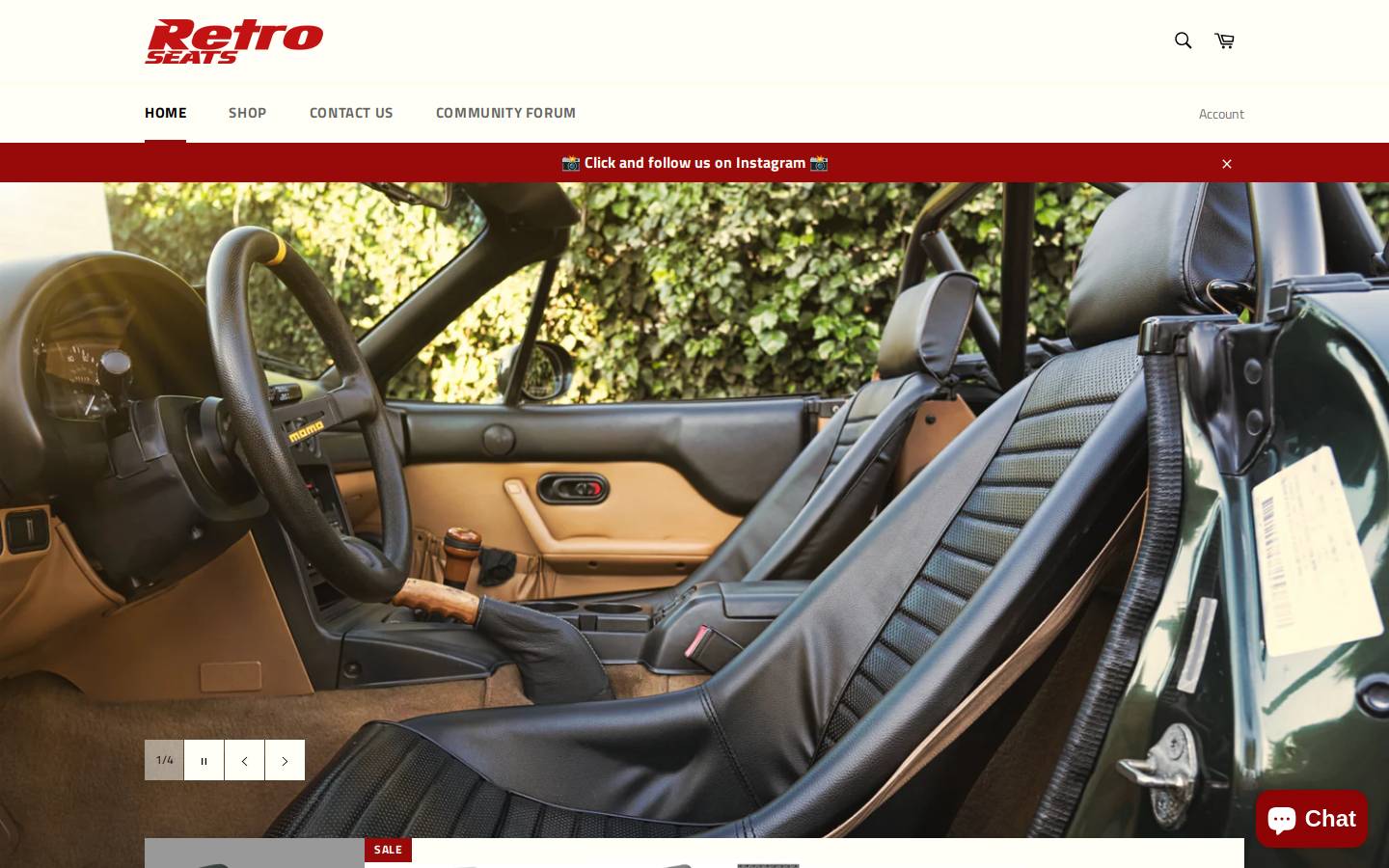 retroseats.com homepage screenshot
