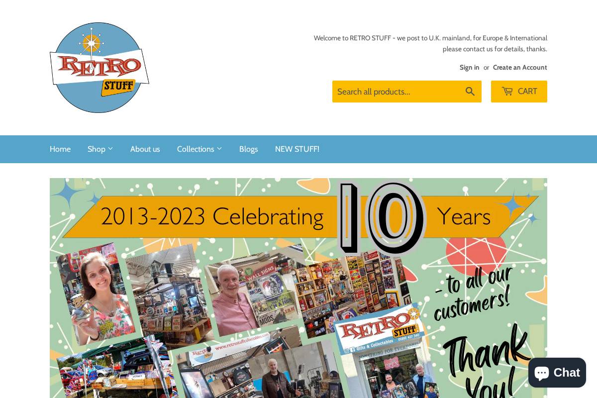 retrostuffcollectables.com homepage screenshot