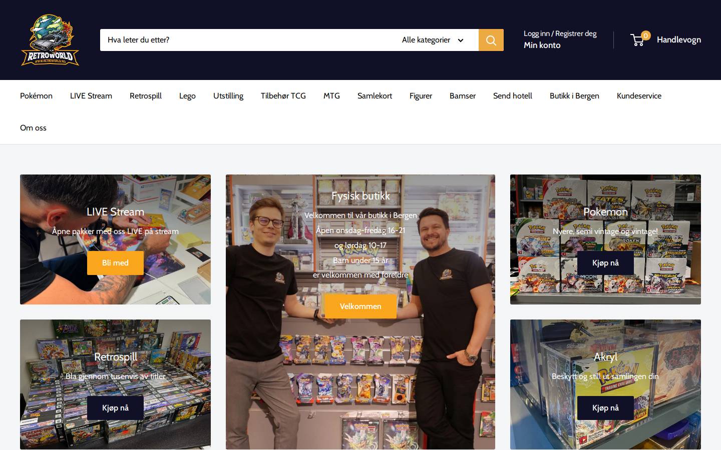 retroworld.no homepage screenshot