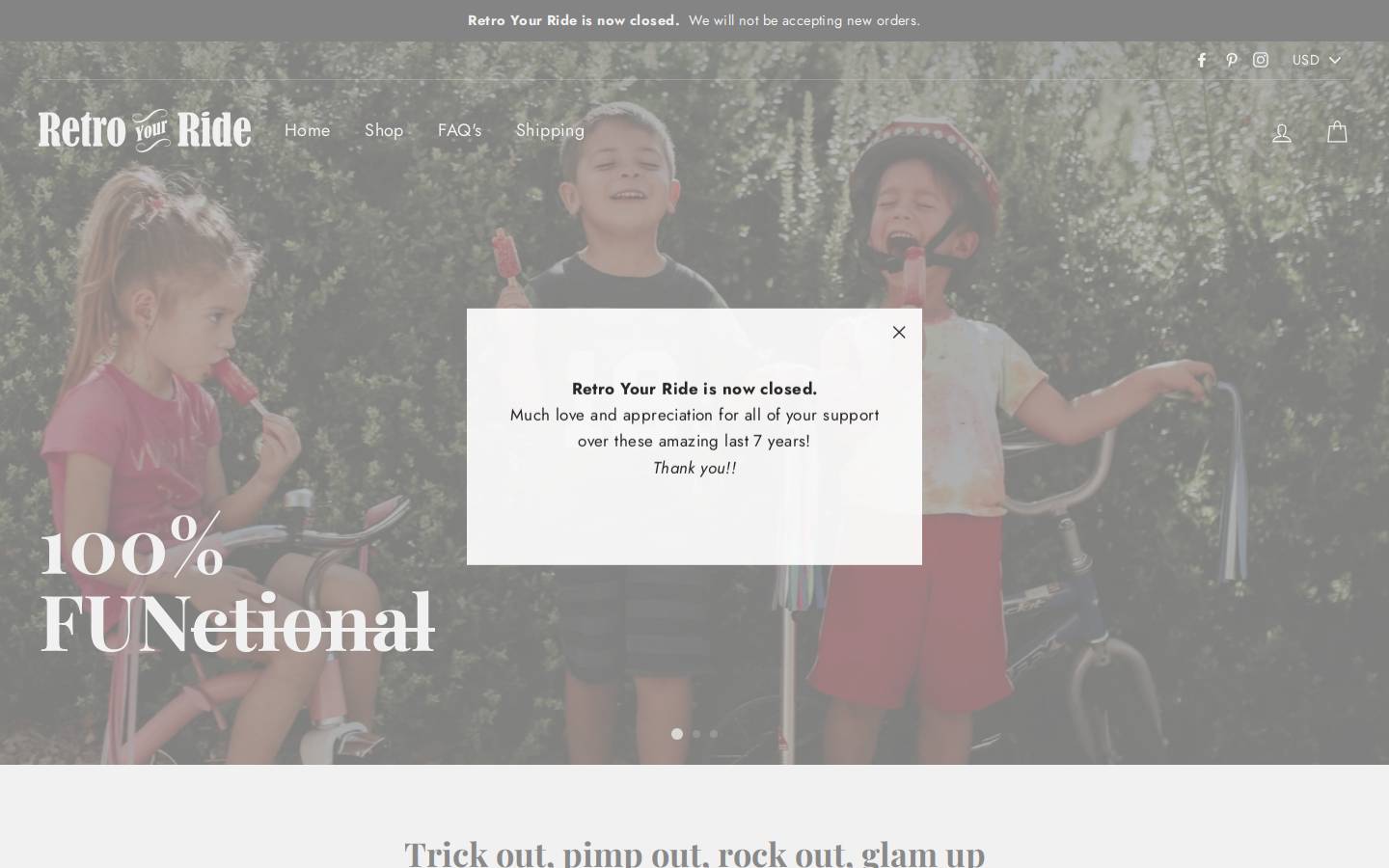 retroyourride.com homepage screenshot