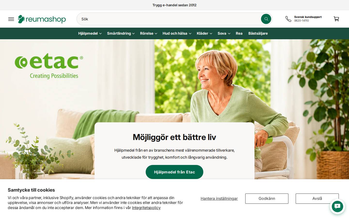 Reuma Shop AB homepage screenshot