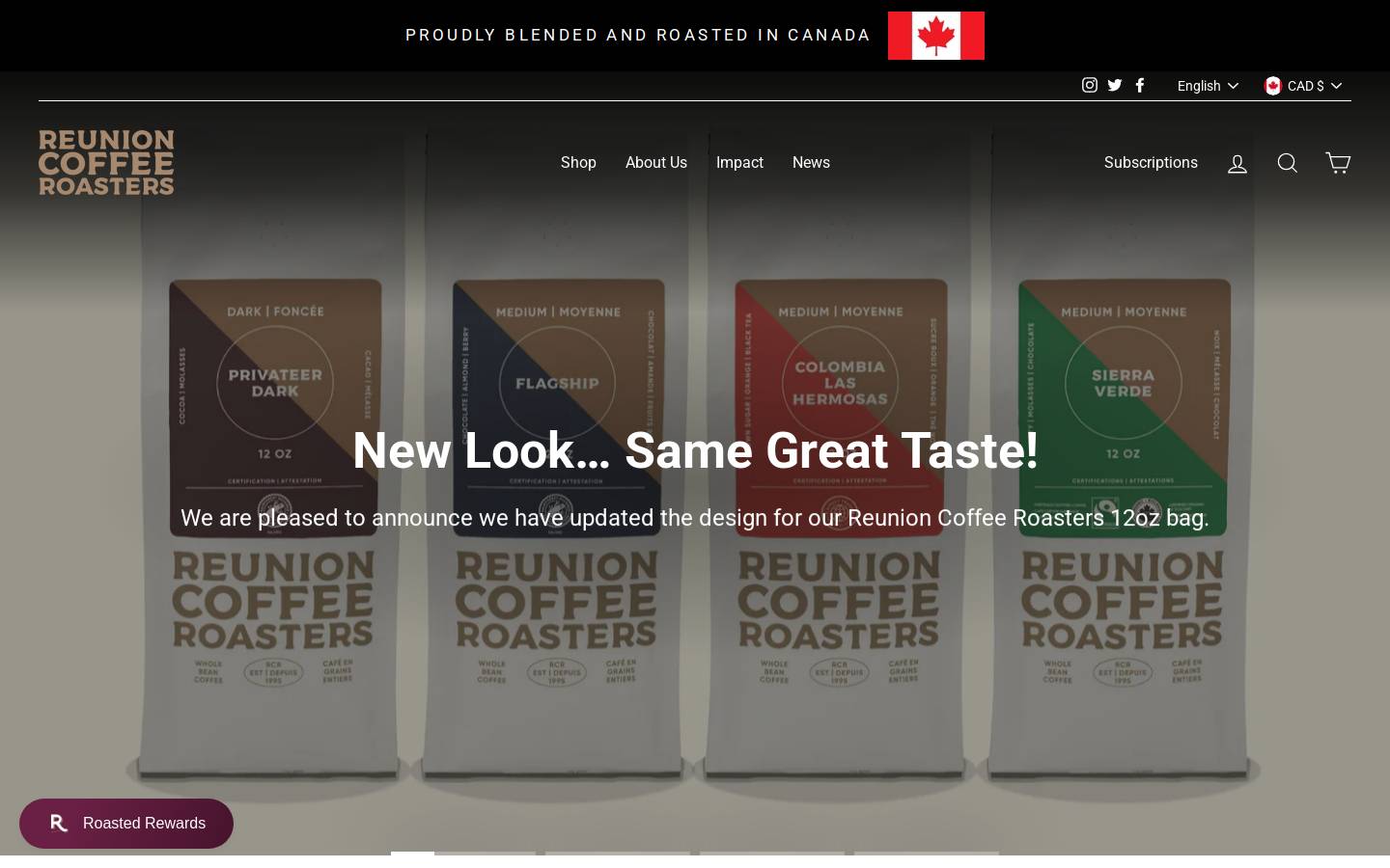 reunioncoffee.ca homepage screenshot