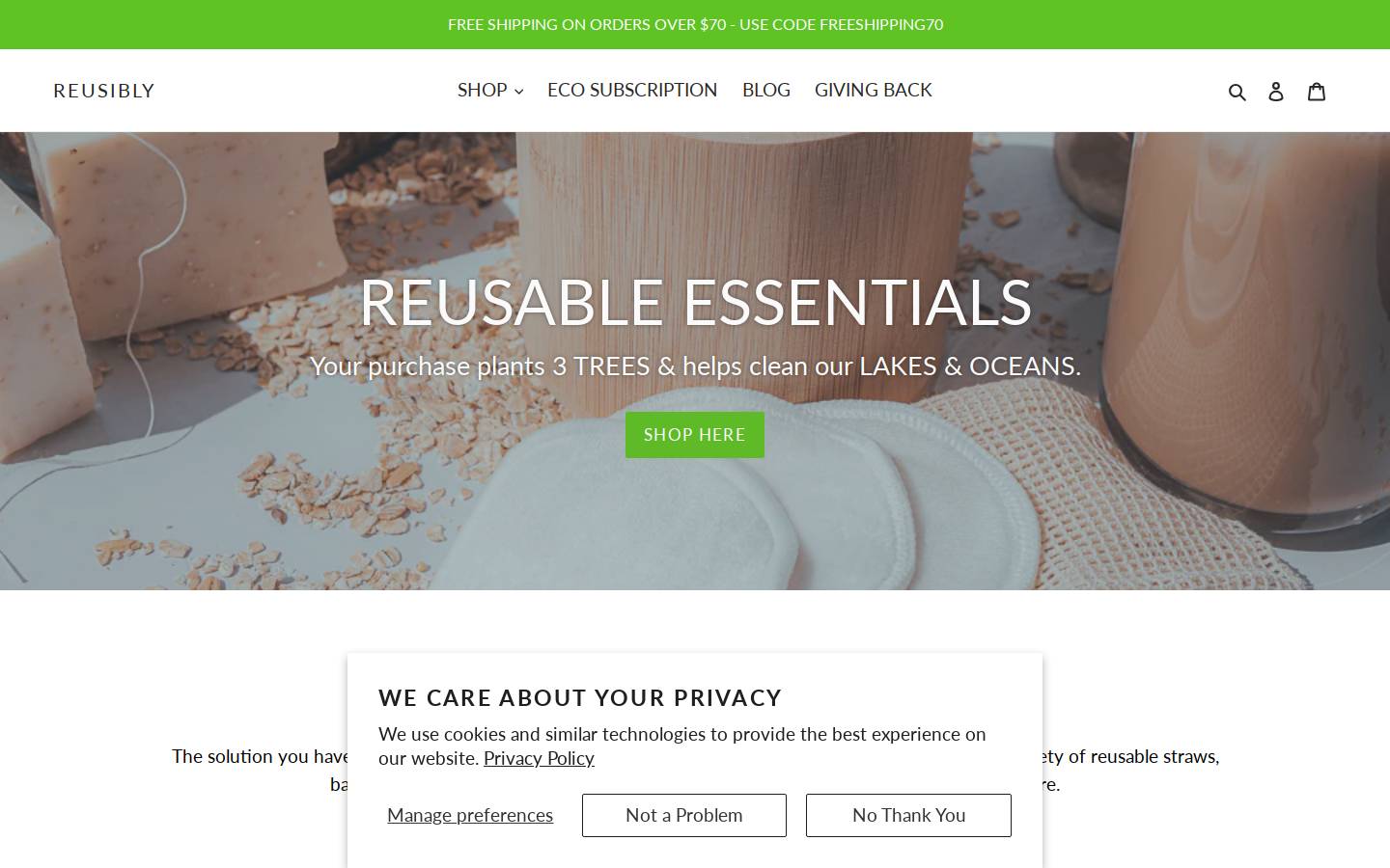 reusibly.com homepage screenshot