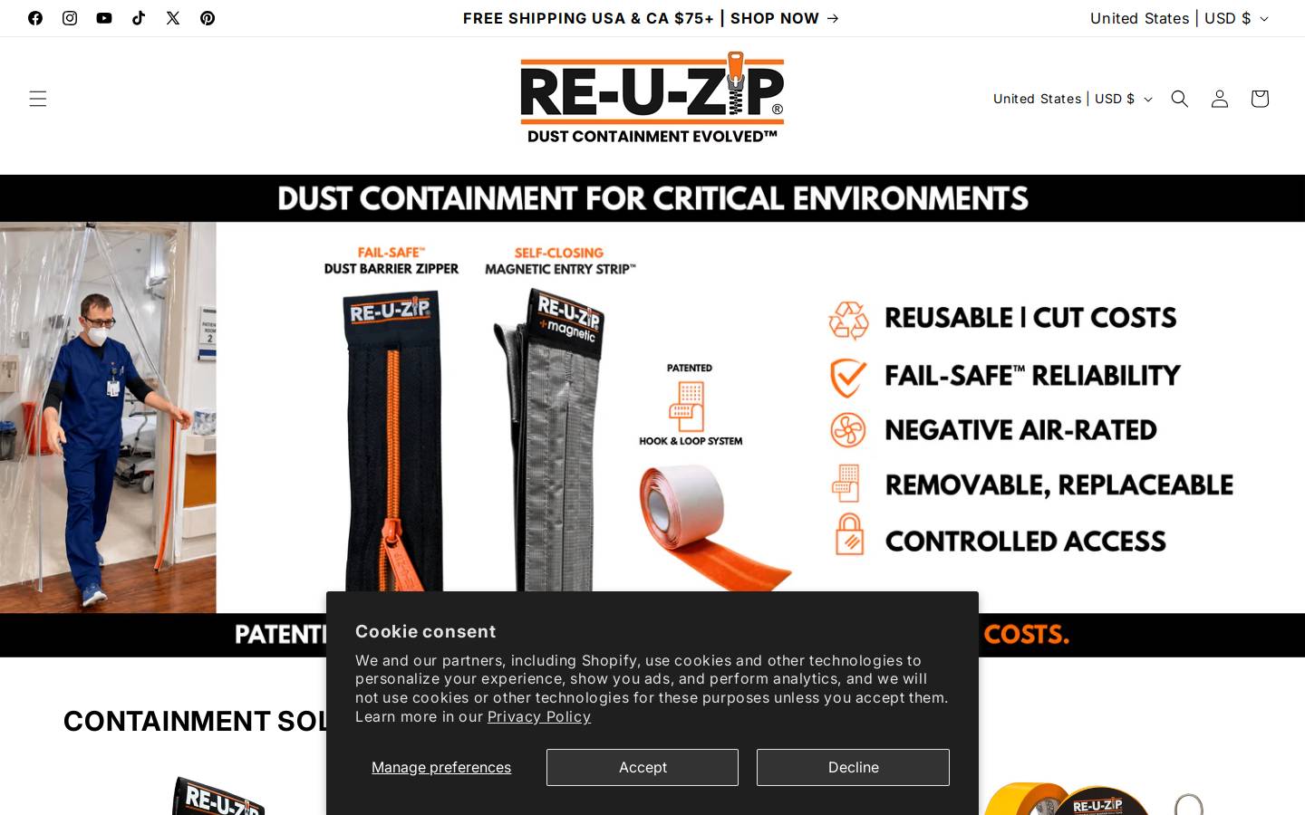 reuzip.com homepage screenshot
