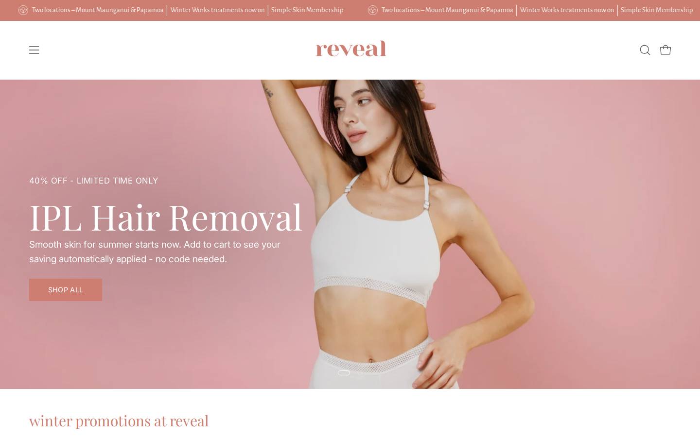 revealskinbody.co.nz homepage screenshot