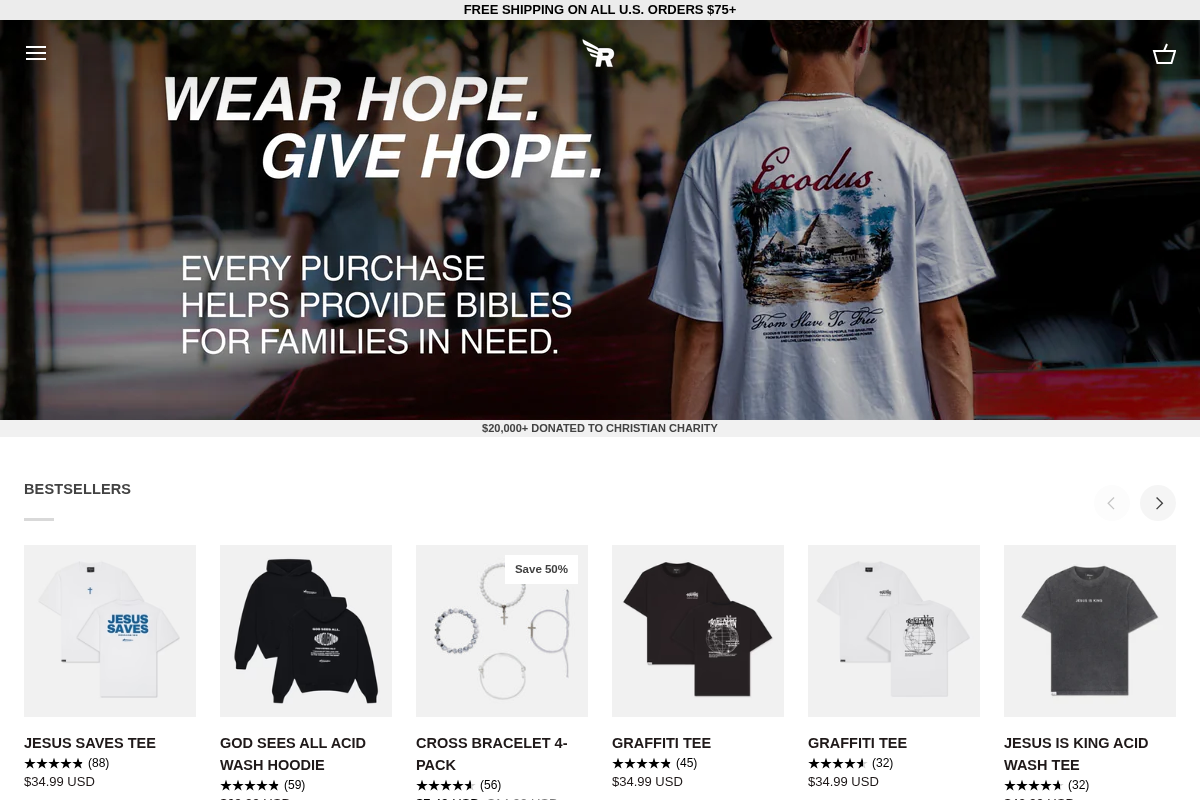 Revelation Apparel homepage screenshot