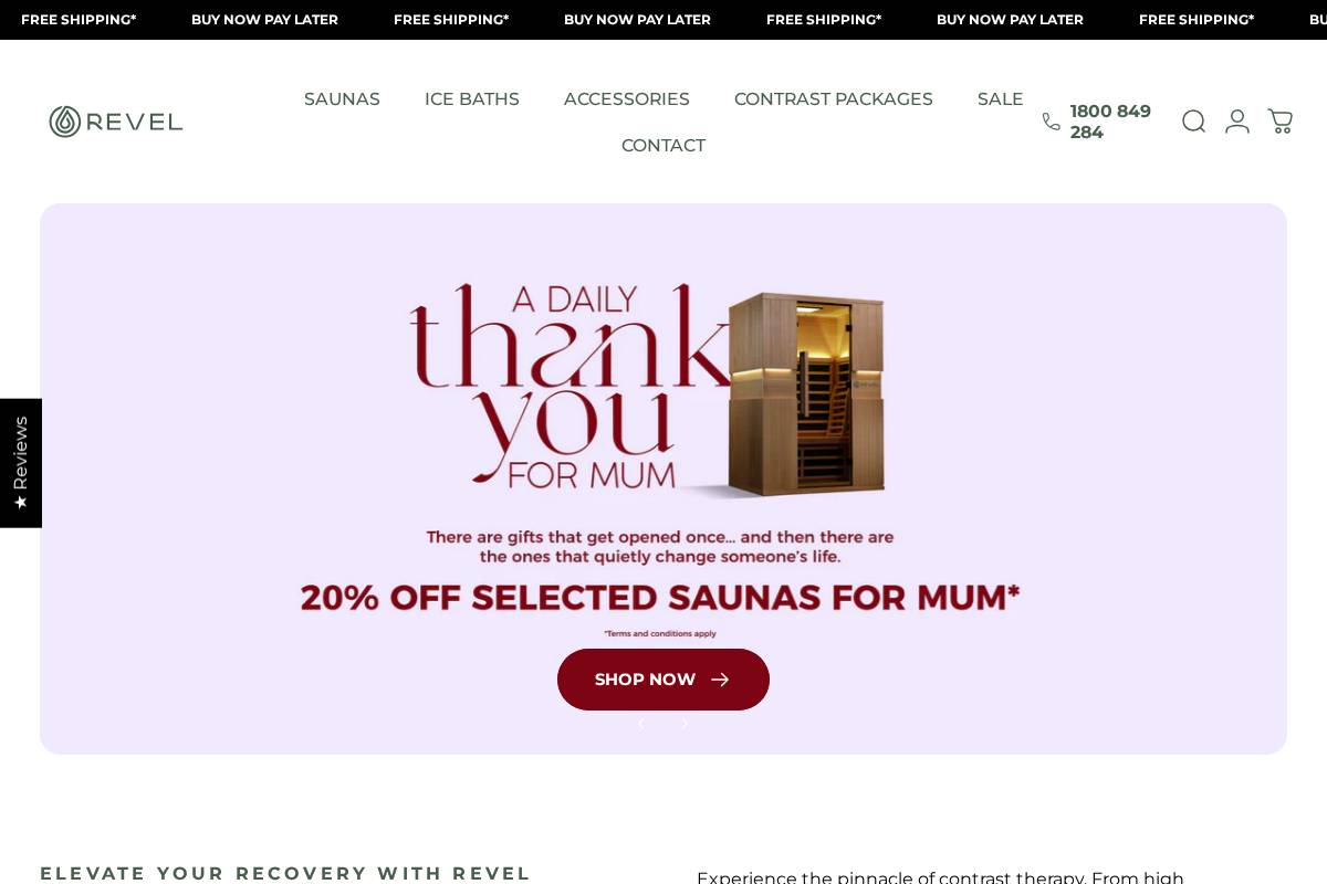 Revel Saunas homepage screenshot