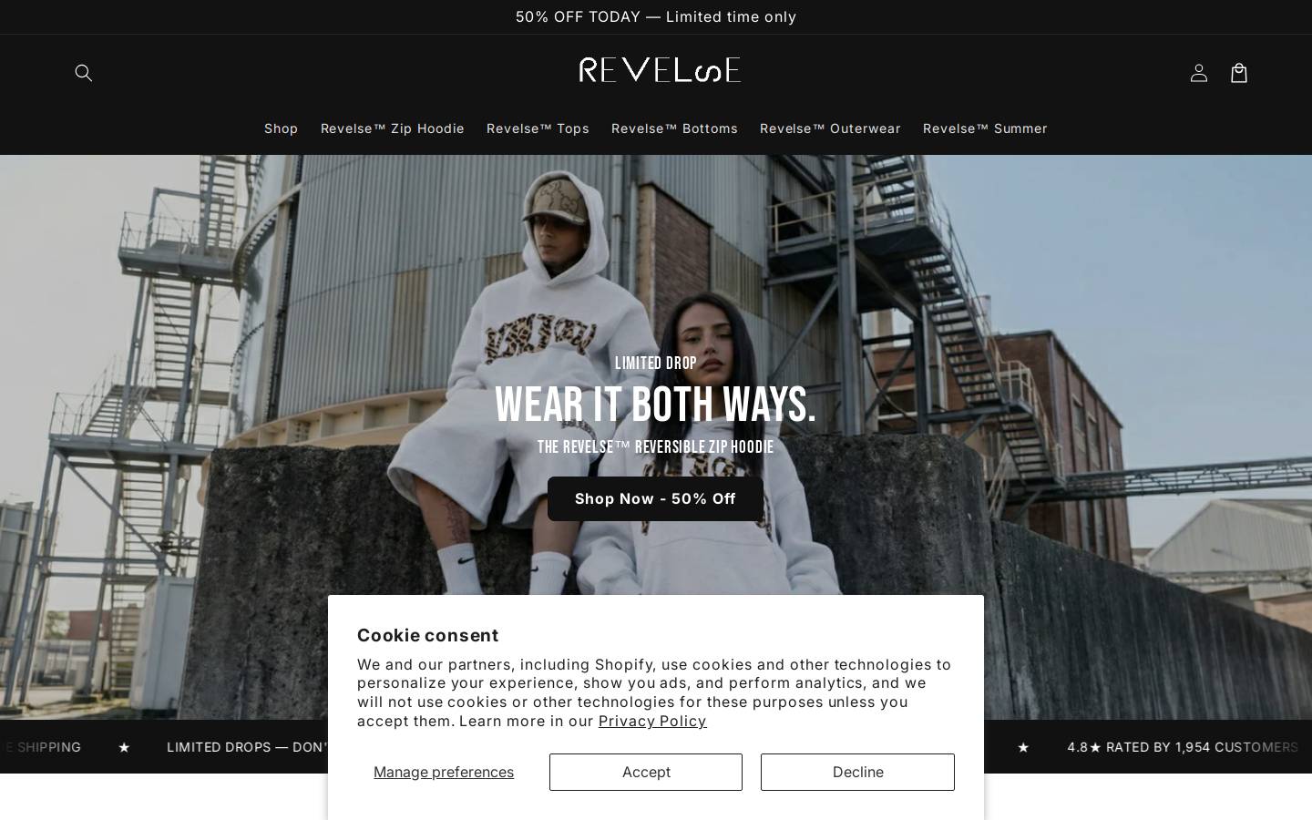 Revelsestore homepage screenshot