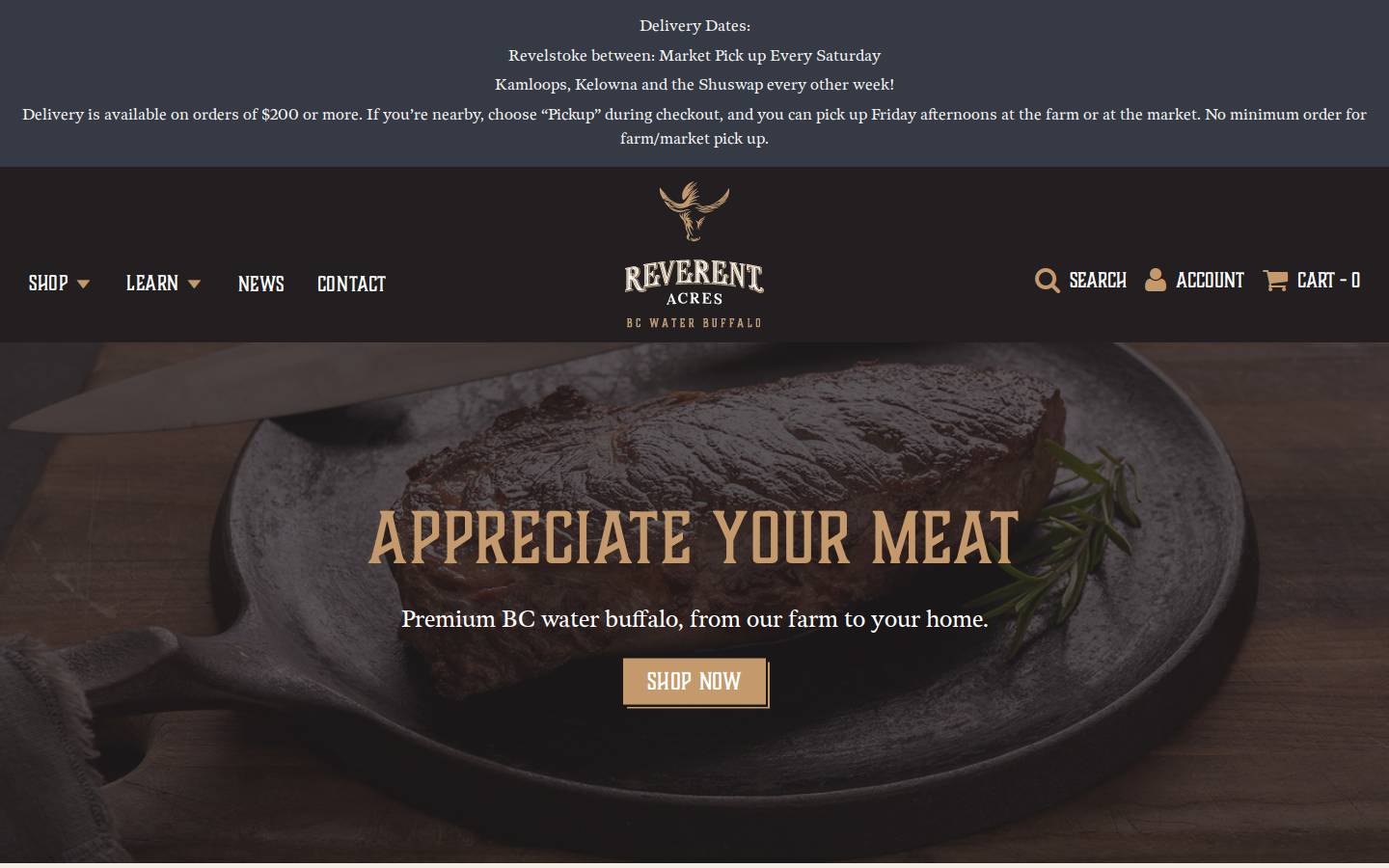 reverentacres.ca homepage screenshot