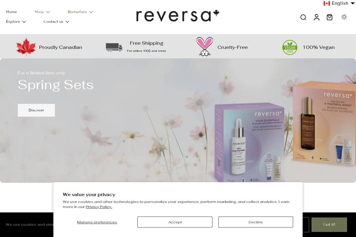 Reversa homepage screenshot