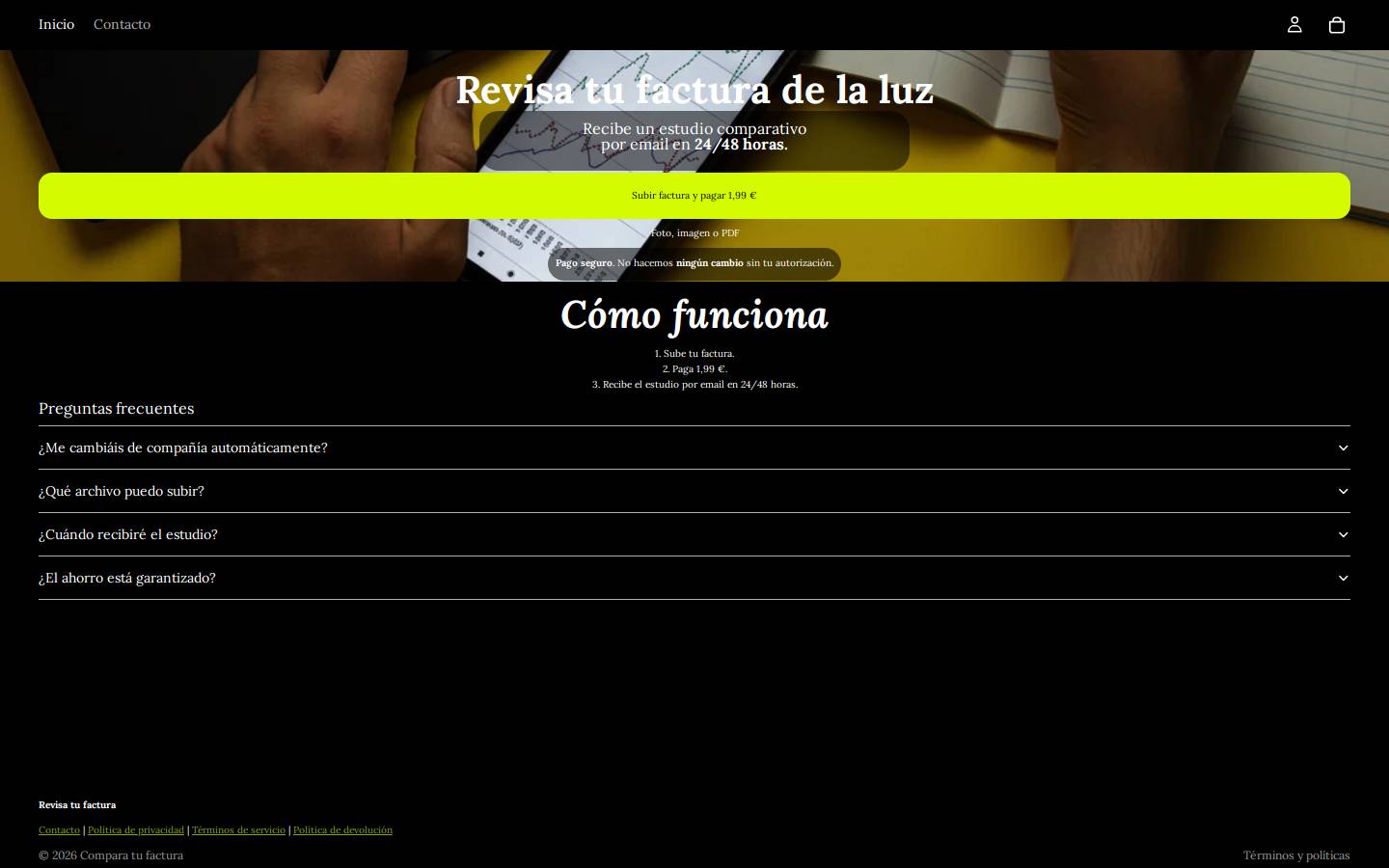 revisafactura.com homepage screenshot