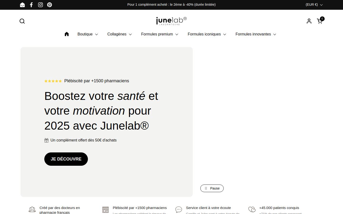 June Laboratoire homepage screenshot