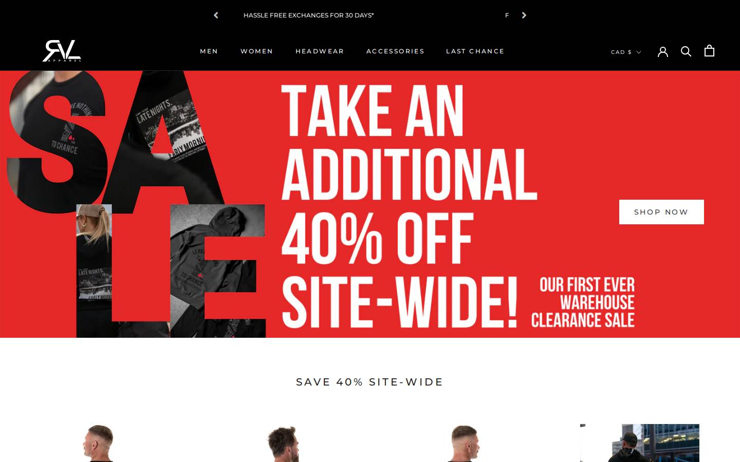 revivalapparel.ca homepage screenshot