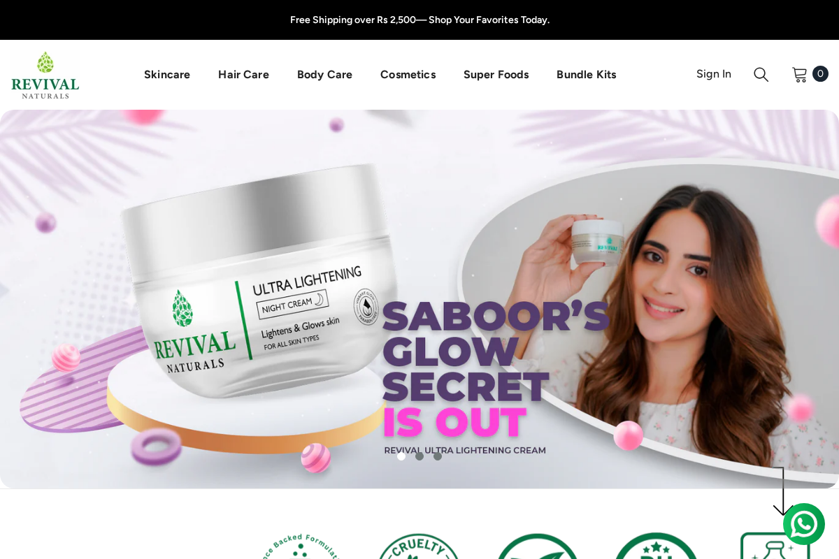 Revival Naturals NEW homepage screenshot