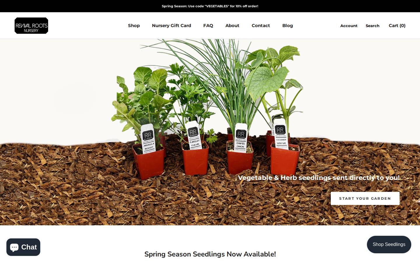 revivalrootsnursery.com homepage screenshot
