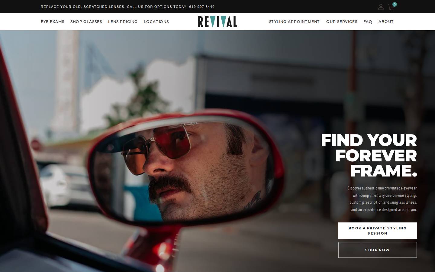 revivalspecs.com homepage screenshot