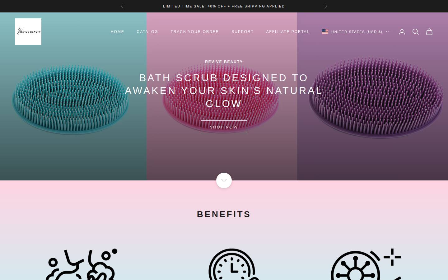 revivebeautyinc.com homepage screenshot