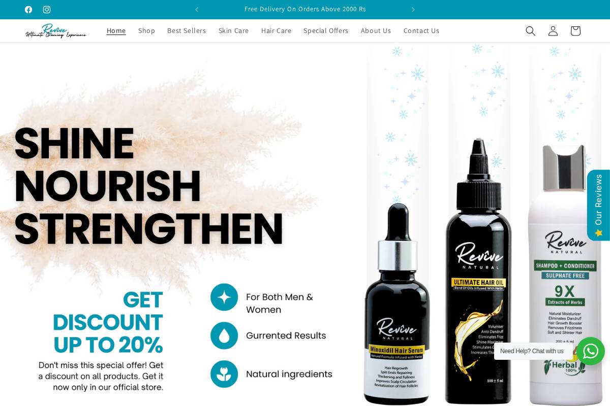 revivenatural.co homepage screenshot
