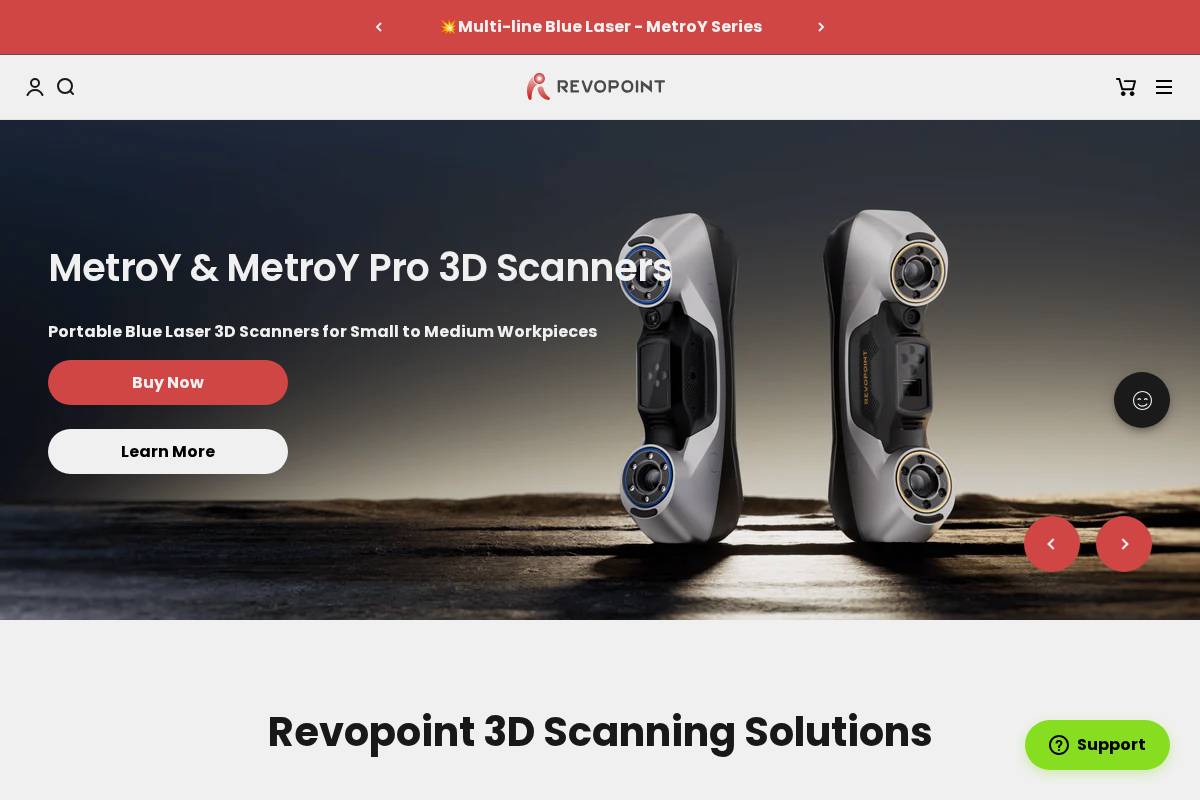 revopoint3d.com homepage screenshot