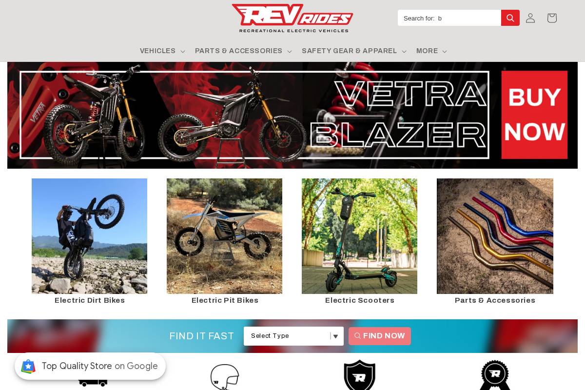 Revrides homepage screenshot