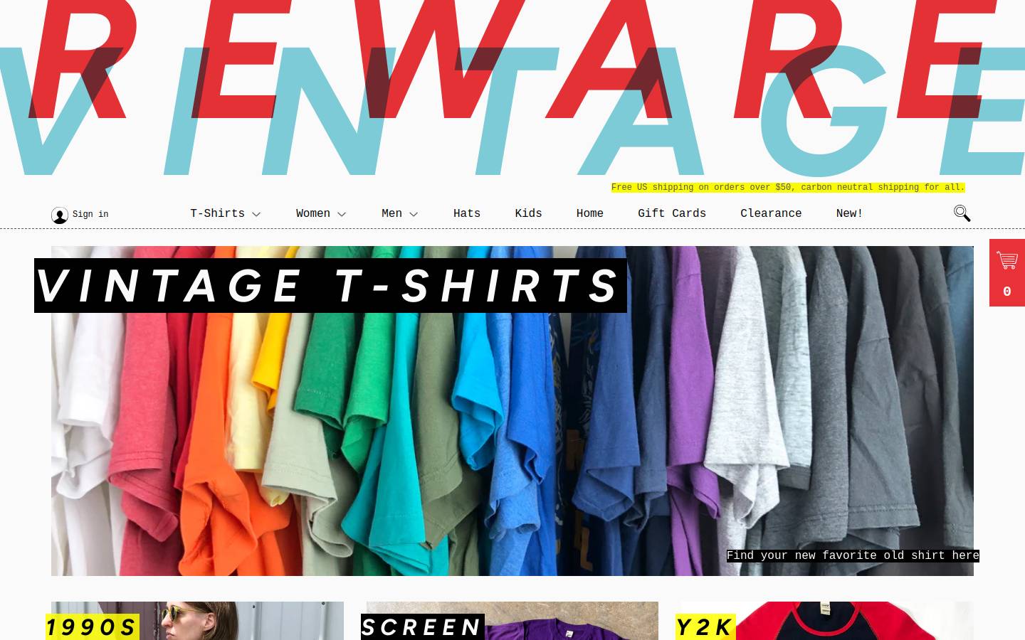 rewarevintage.com homepage screenshot