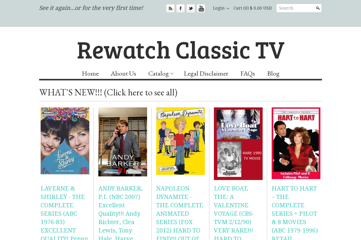 Rewatch Classic TV homepage screenshot