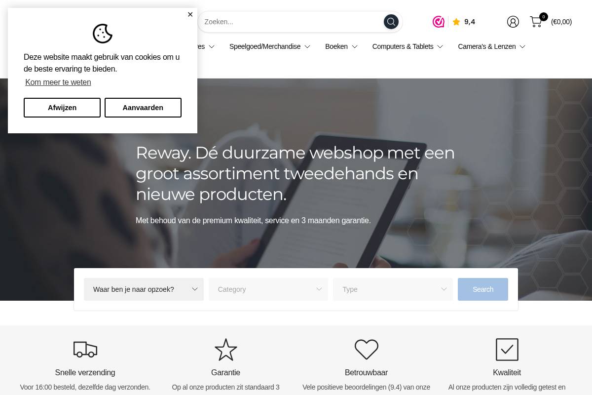 Reway homepage screenshot