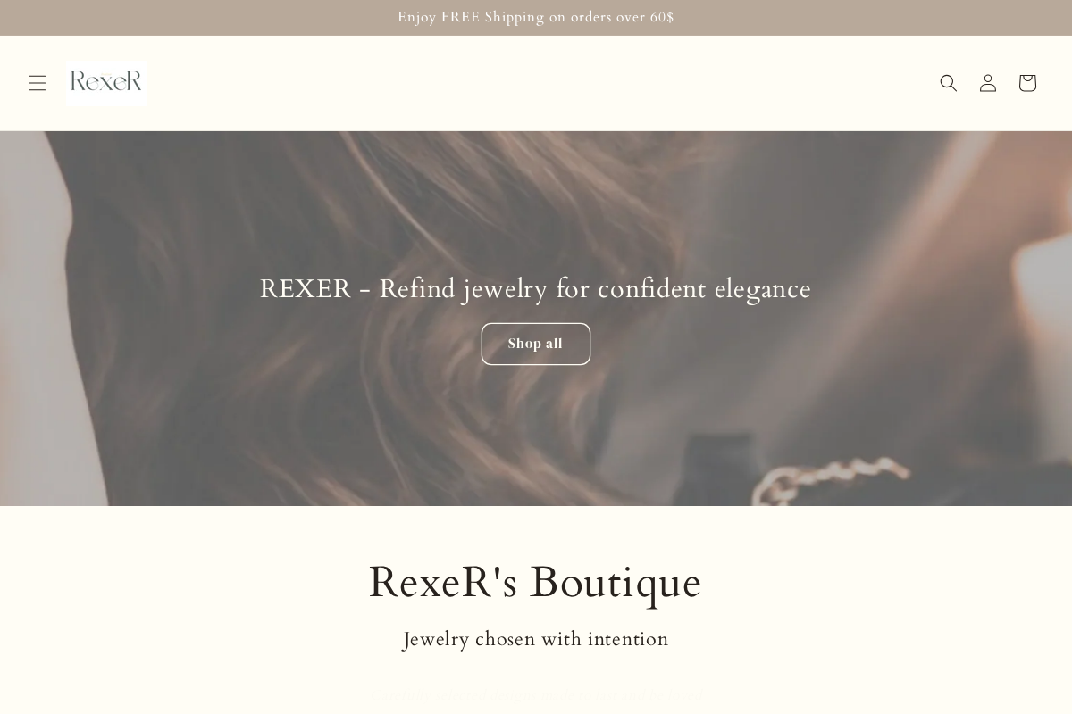 rexerboutique.com homepage screenshot