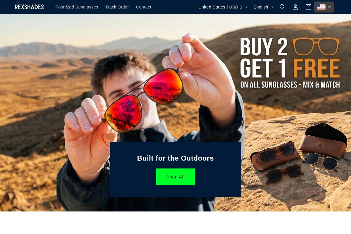 Rexshades homepage screenshot