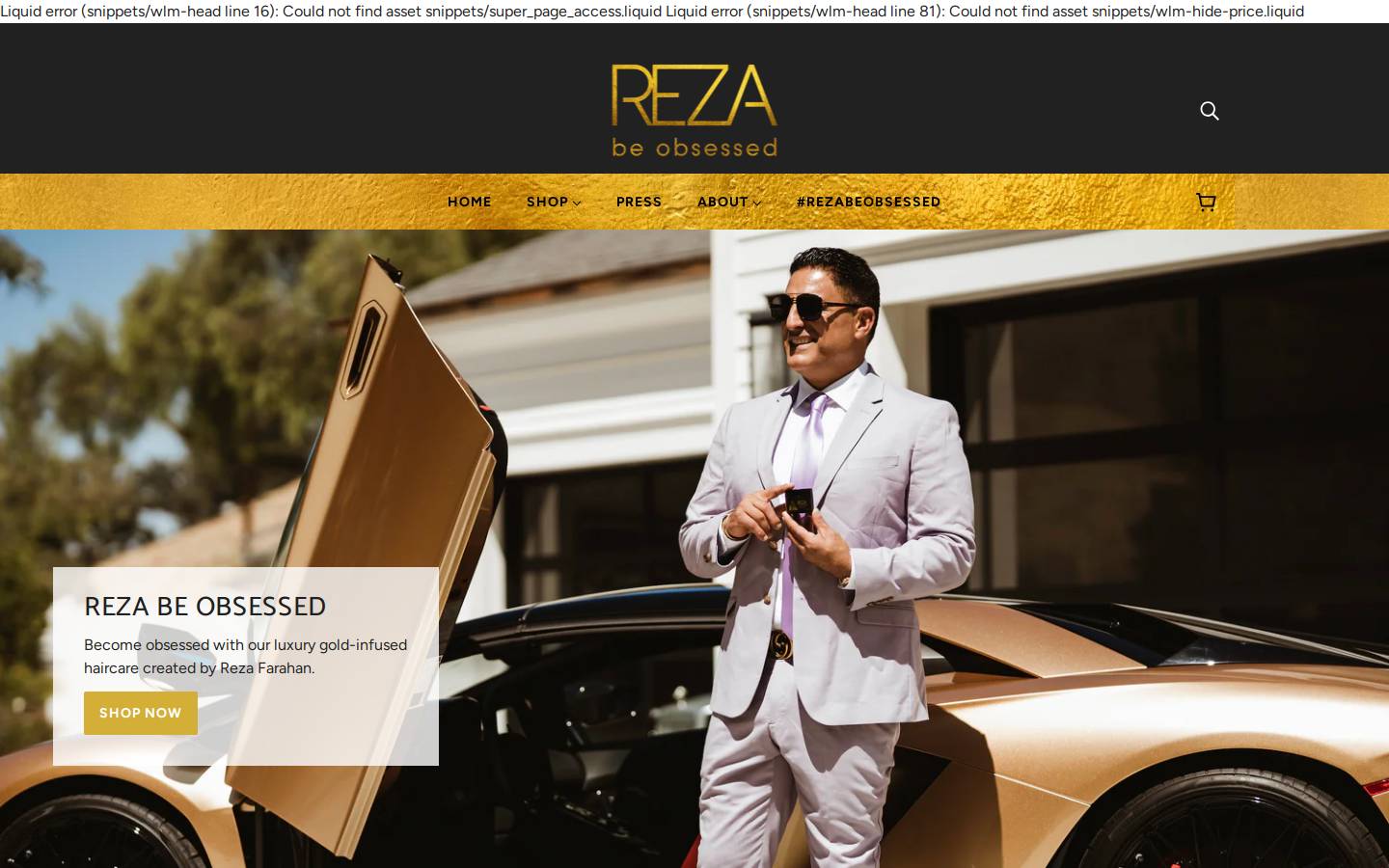 rezabeobsessed.com homepage screenshot